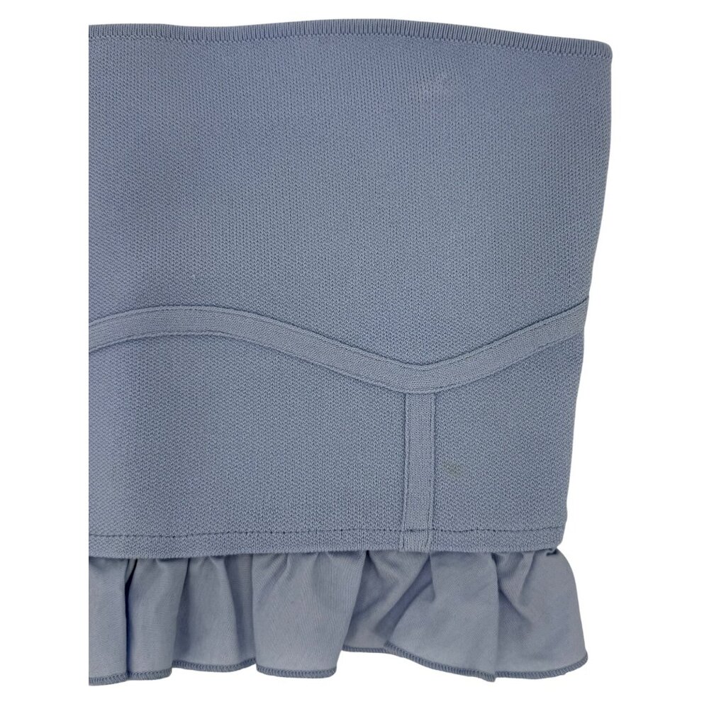 Zara Light Blue Ruffle Corset Bandeau Crop Top | Coastal Cowgirl Balletcore Boho - Picture 3 of 16